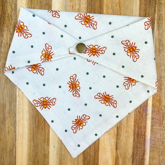 Spring Bee Dog Bandana | Premium, handmade, snap button - Picture 7 of 8